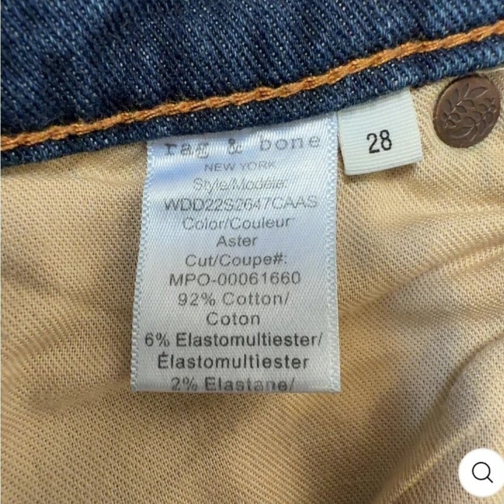 Rag & Bone Aster Straight Leg Jeans Medium Wash Blue Side Slit WDD22S2647CAAS 28 - Picture 4 of 6
